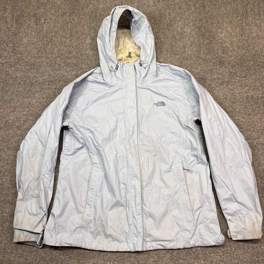 The North Face Jacket Womens XL Blue Hooded HyVent Rain Full Zip Pockets